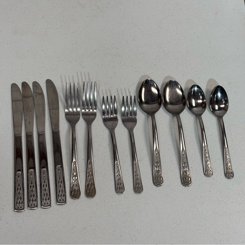 San Souci Stainless Steel Flatware By Utica 12 Piece Set Discontinued
